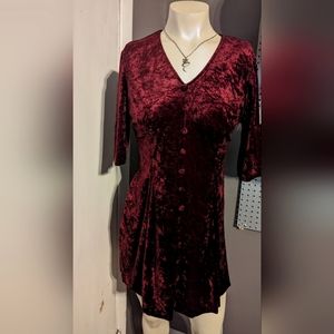 Alixander crushed red velvet vintage dress Y2K goth medium Victorian berry
